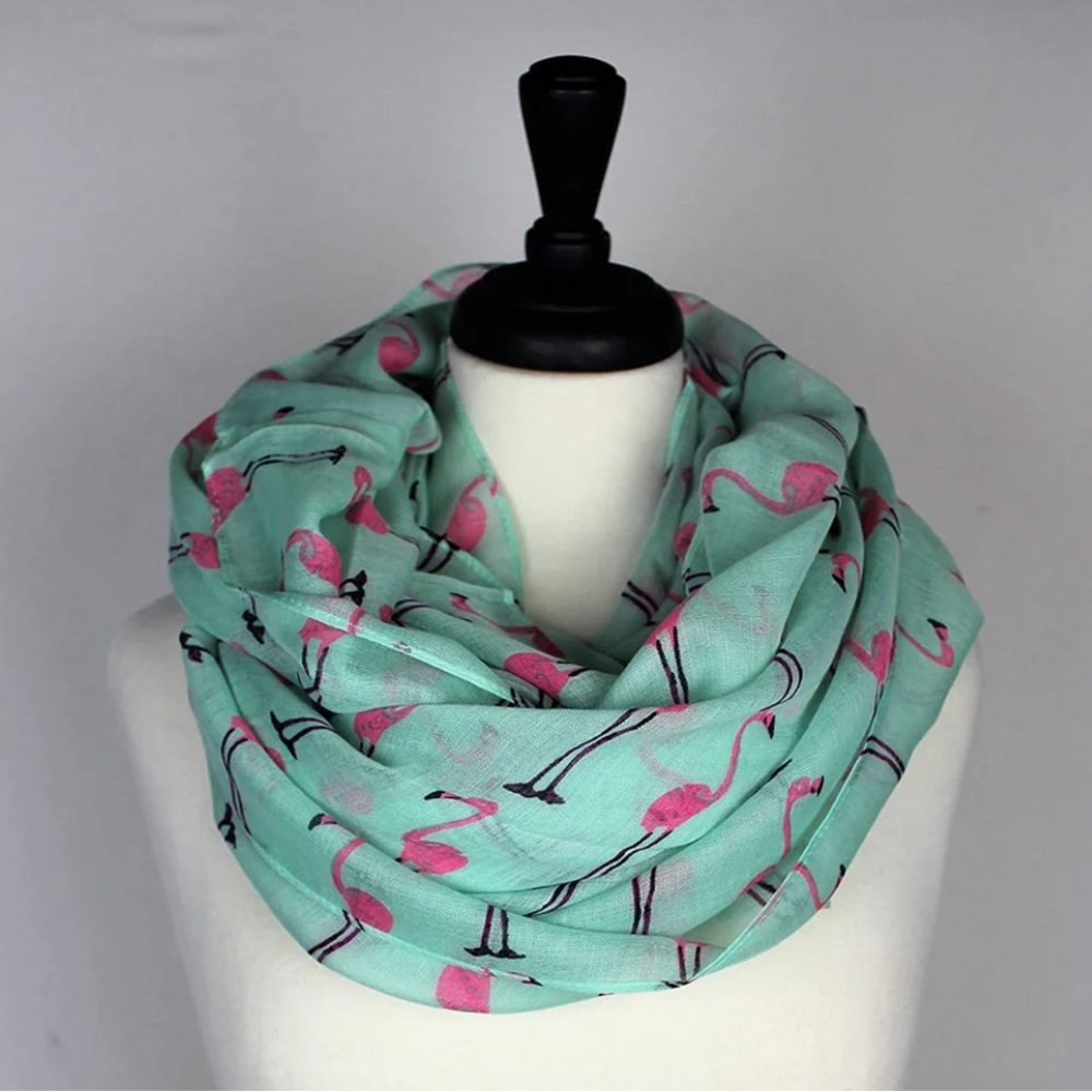 Flamingo Infinity Scarf Soft (Turquoise and Pink)